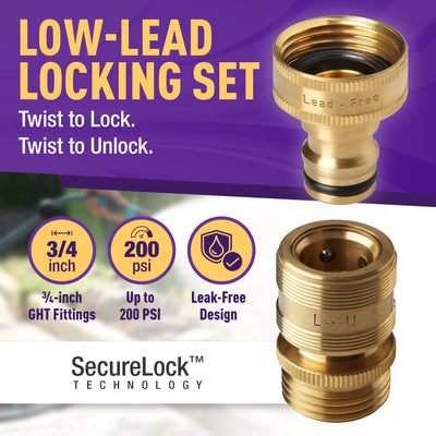 GORILLA EASY CONNECT LEAD FREE QUICK CONNECT CONNECTORS FOR GARDEN HOSE 3/4" GHT GARDEN HOSE THREAD LEAK PROOF