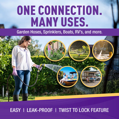 GORILLA EASY CONNECT LEAD FREE QUICK CONNECT CONNECTORS FOR GARDEN HOSE 3/4" GHT GARDEN HOSE THREAD LEAK PROOF