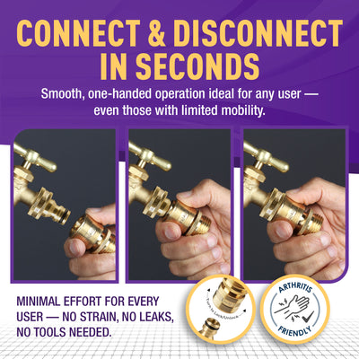 GORILLA EASY CONNECT LEAD FREE QUICK CONNECT CONNECTORS FOR GARDEN HOSE 3/4" GHT GARDEN HOSE THREAD LEAK PROOF
