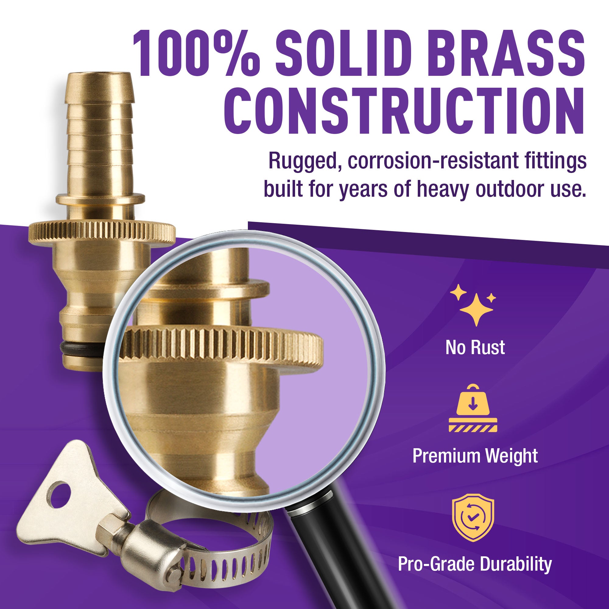Gorilla Easy Connect 1/4 3/8 1/2 5/8 3/4 inch male barb connector for garden hose quick connect repair kits solid brass leak proof corrosion resistant gardening /4 GHT Garden Hose Thread Window Washing
