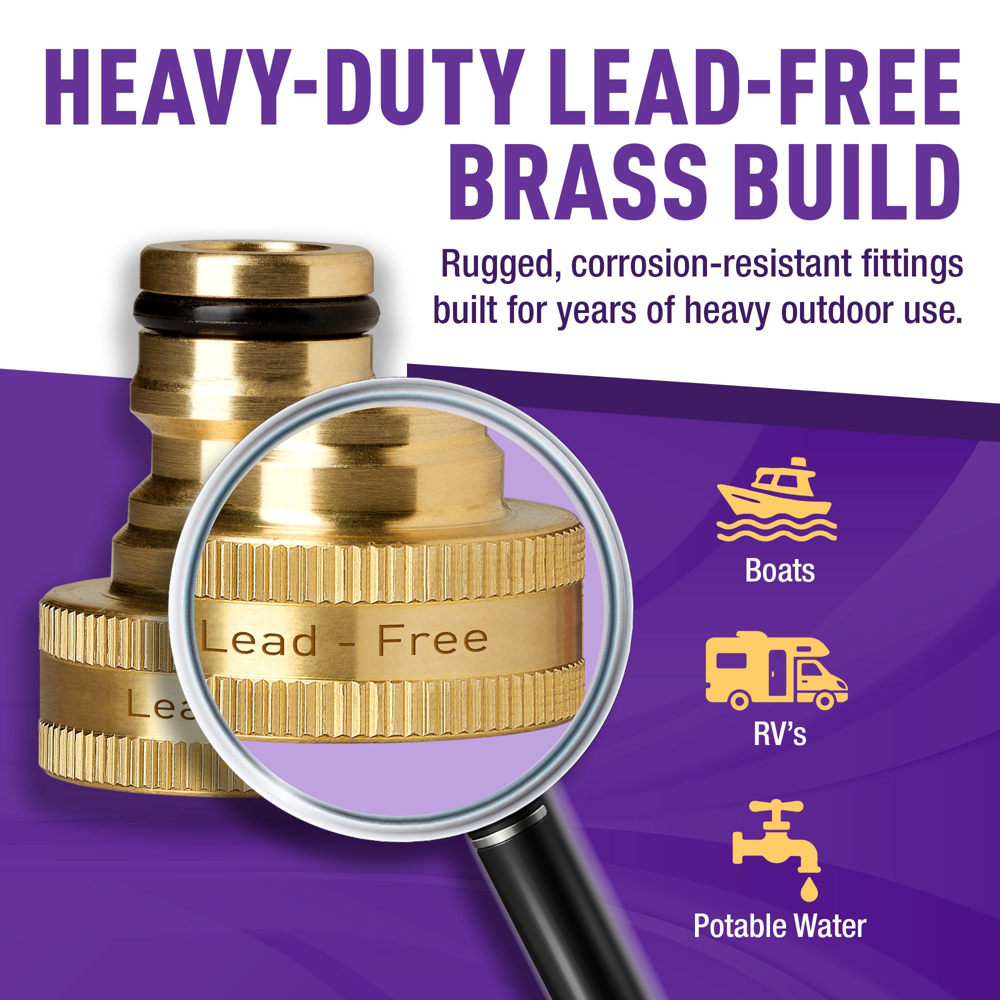 GORILLA EASY CONNECT LEAD FREE QUICK CONNECT SOLID BRASS CONNECTORS FOR GARDEN HOSE 3/4" GHT GARDEN HOSE THREAD